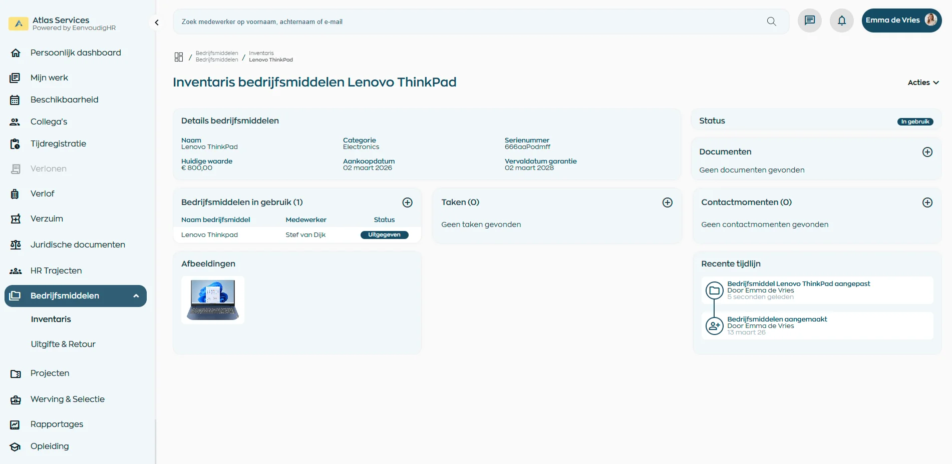 Asset management dashboard