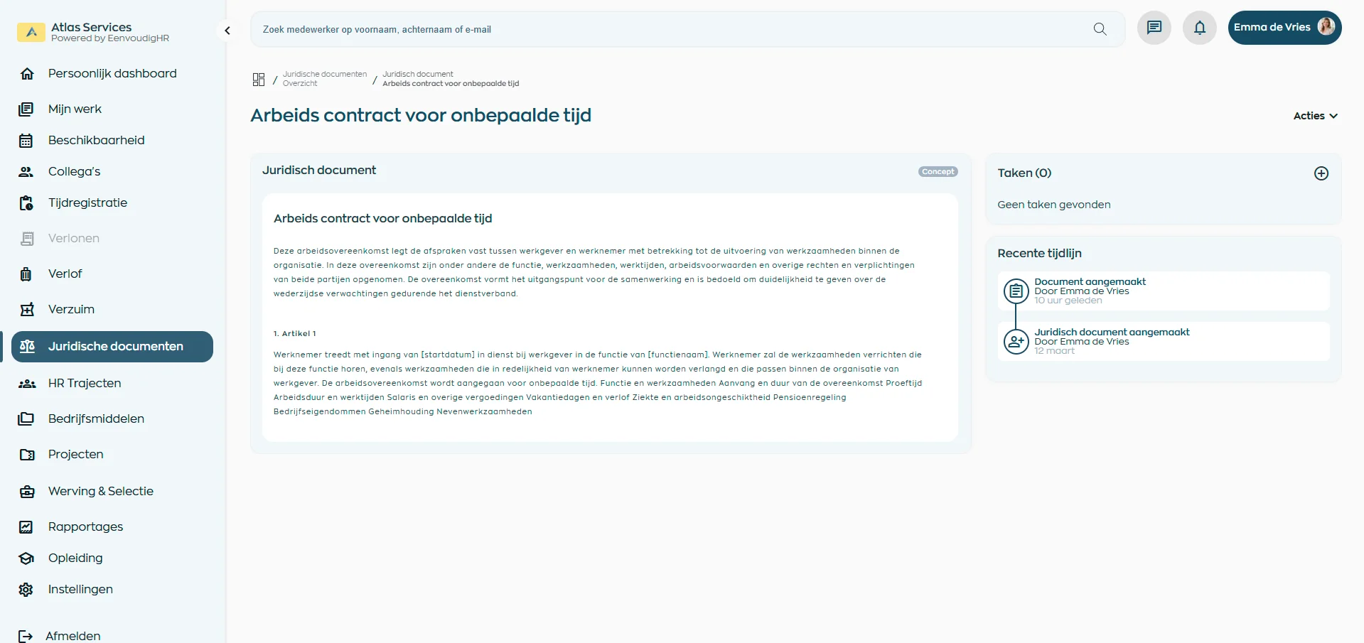 Legal documents in WorkVine