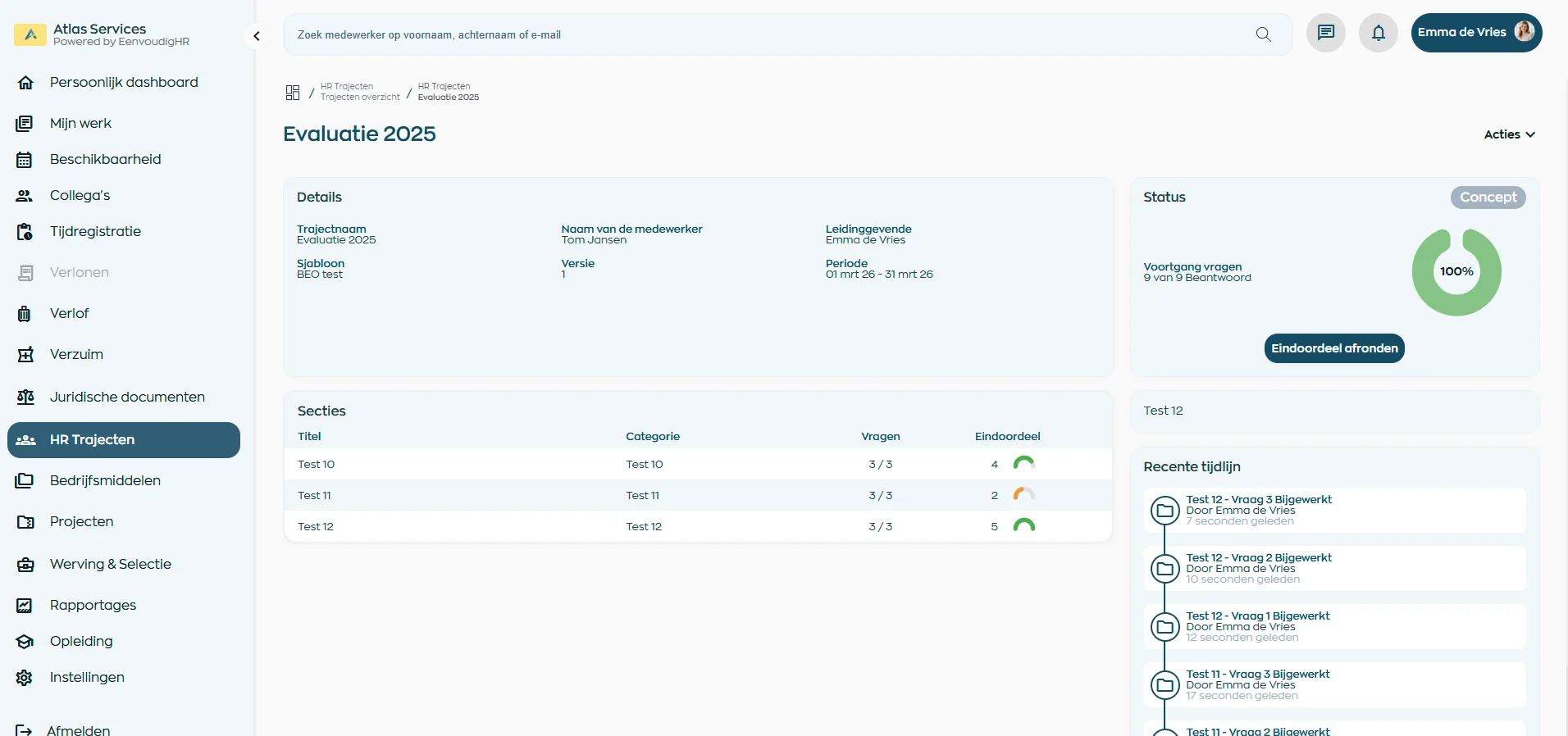 Reviews and conversation follow-up within HR processes