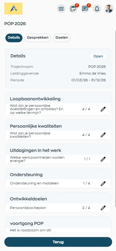 Personal development plan in WorkVine
