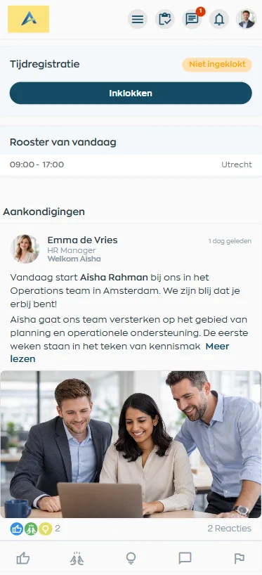 Employee records hours worked in WorkVine