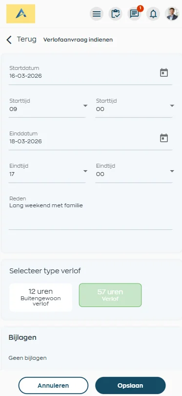 Request annual leave via the employee app