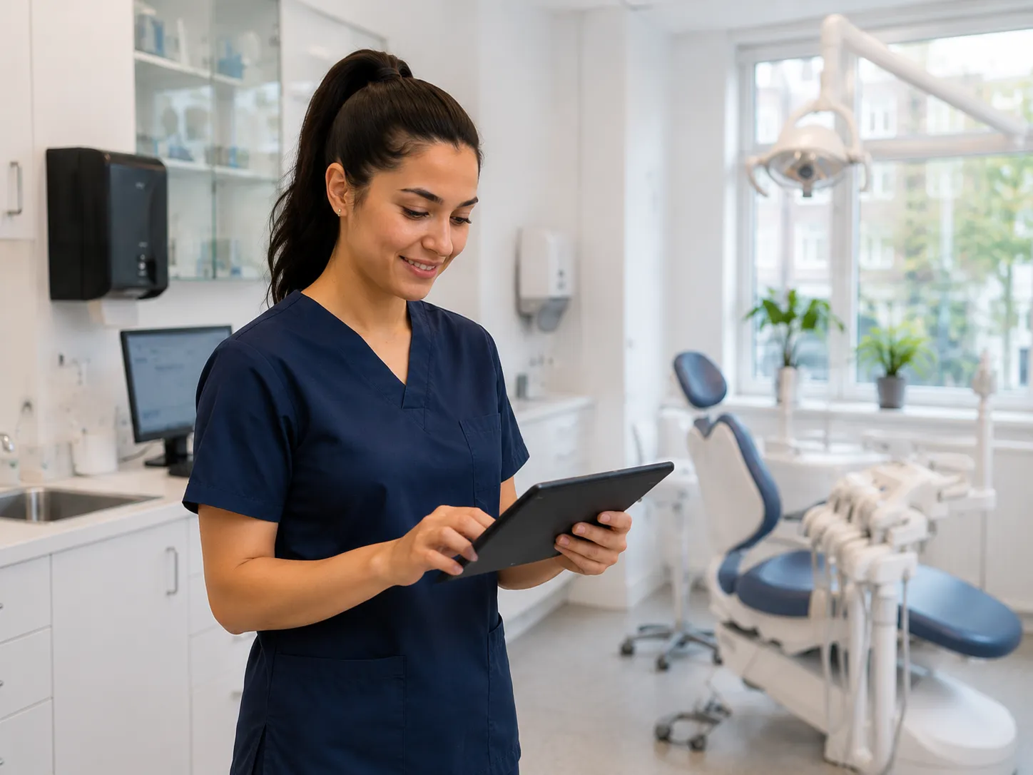 Practice manager and dental care team work together on schedules and employee coordination in WorkVine