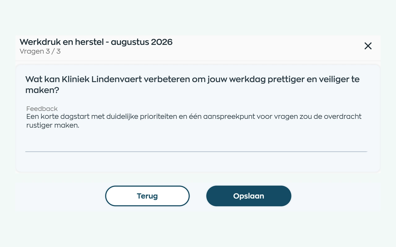 An employee suggests a clearer daily handover in a WorkVine survey