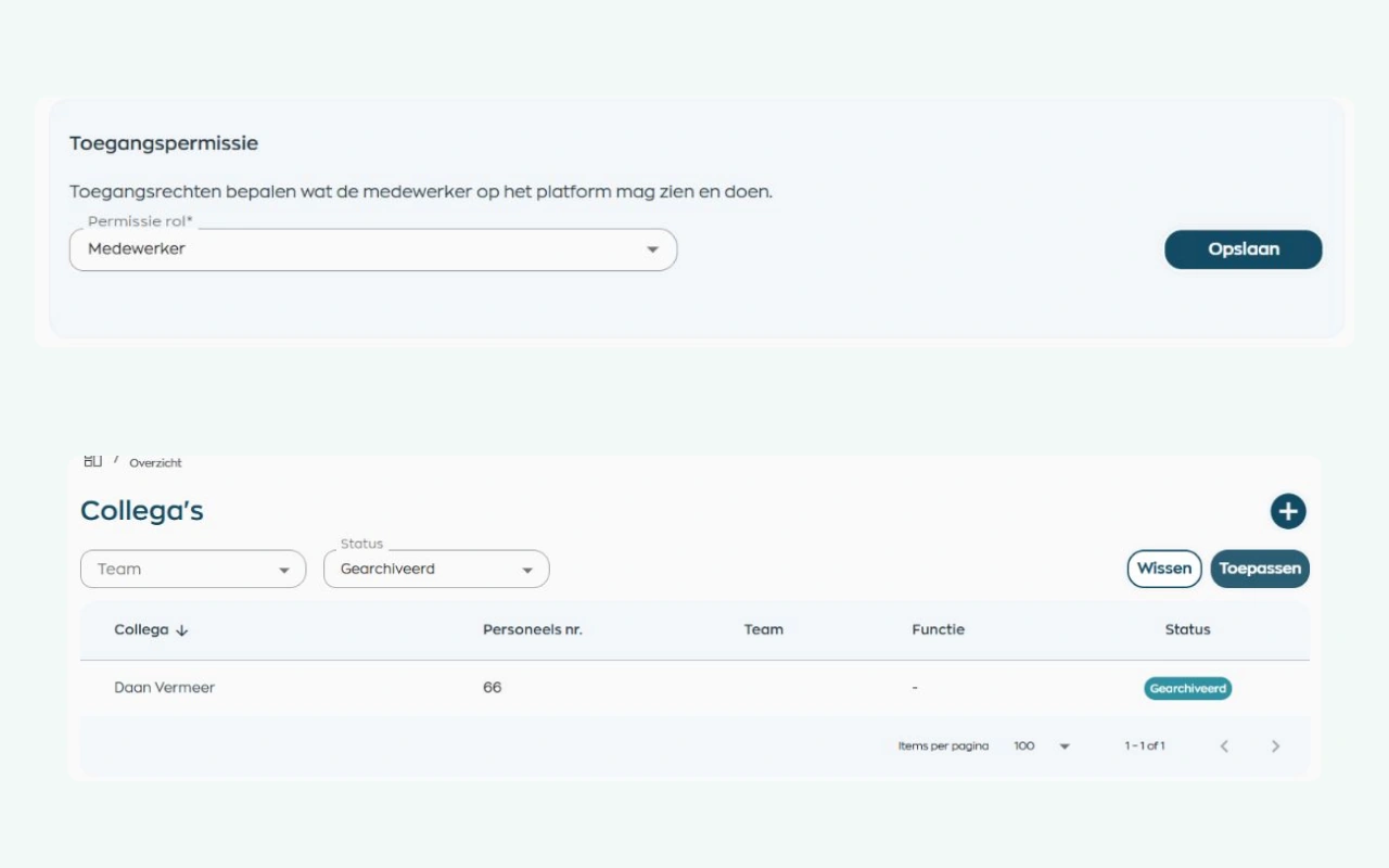 Role and archive status in employee record management