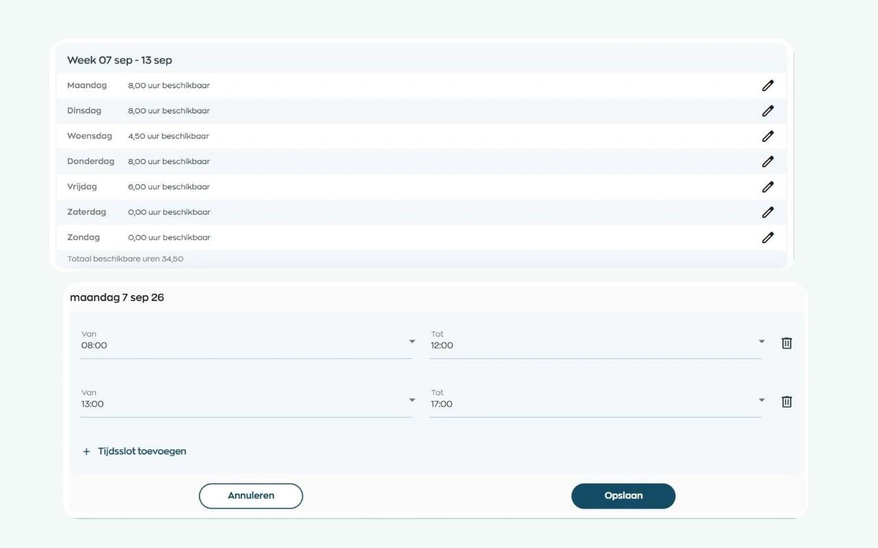 Submitting available time slots in the WorkVine Employee App