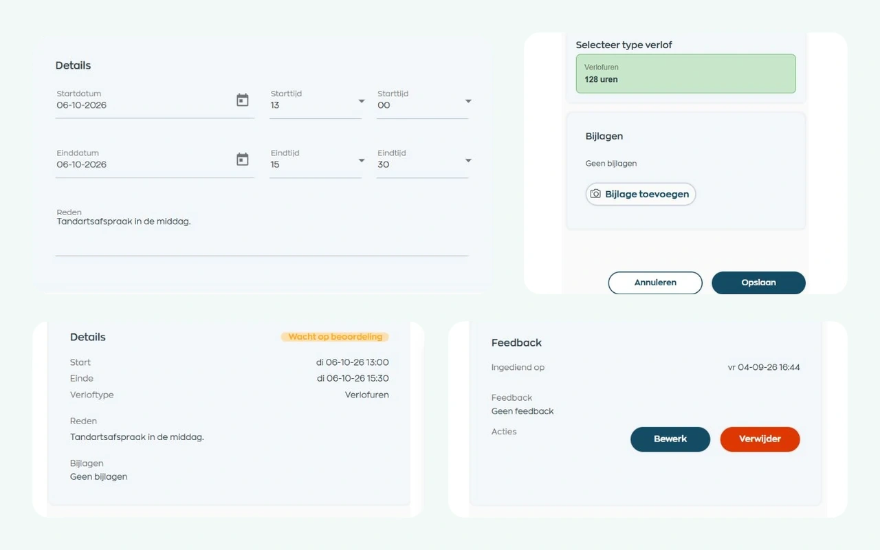 Employee completing a leave request and viewing its status in the WorkVine Employee App